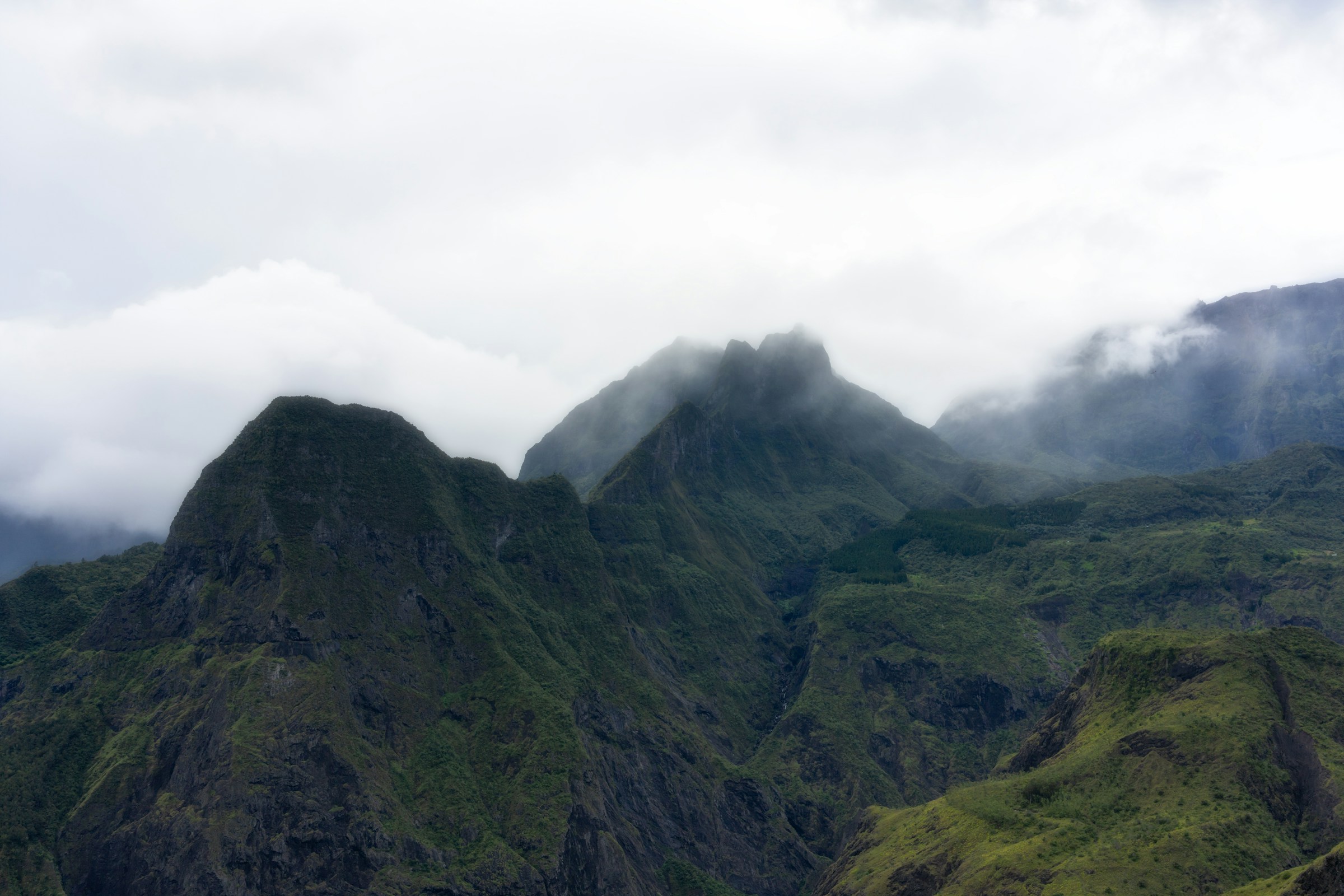 Mountain ridges surrounding the Cirque de Mafate on Réunion